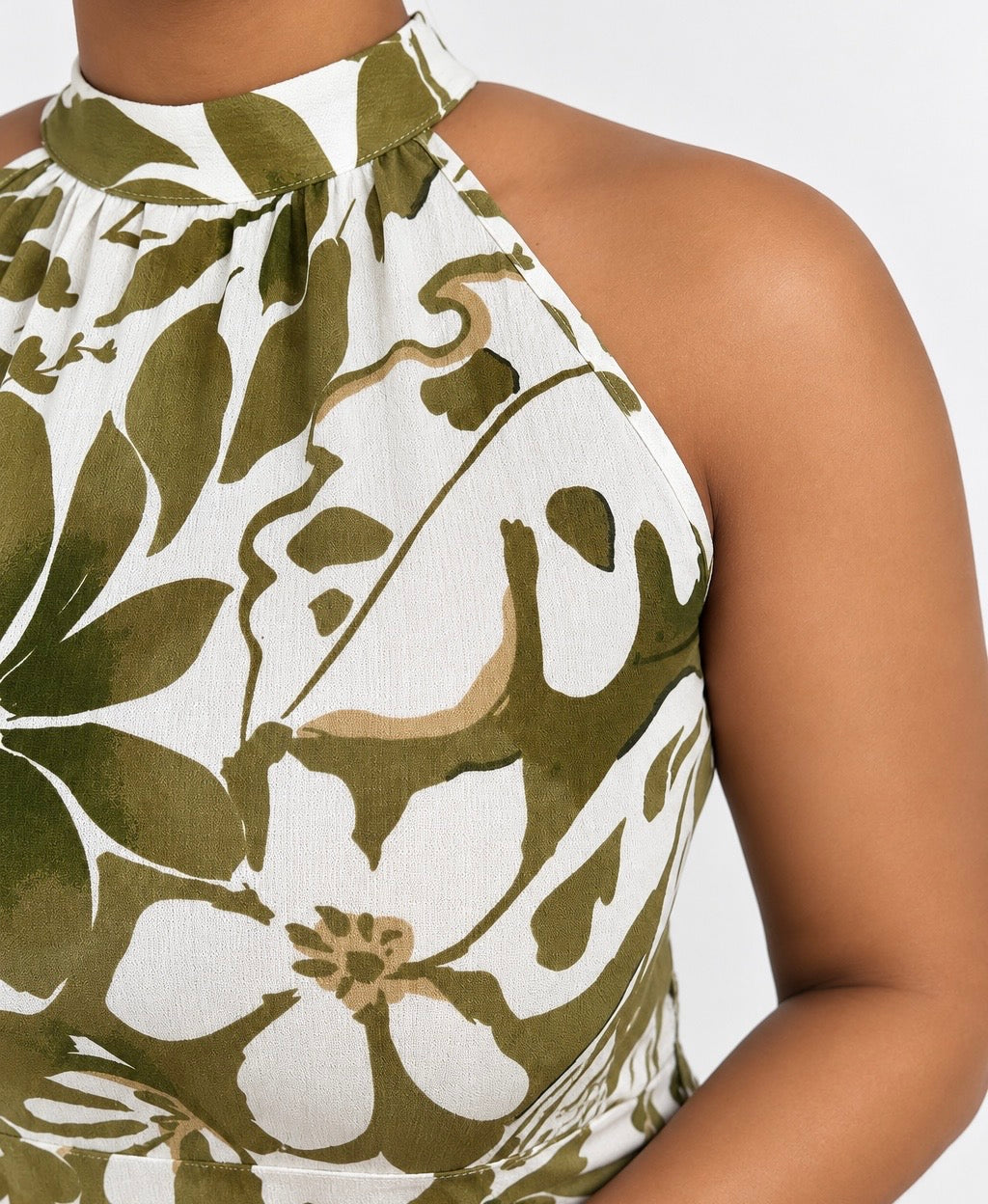 The Aurelia Halter Dress - Olive Green