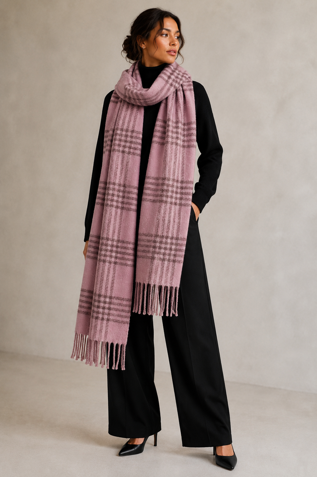 Oversized Check Print Scarf
