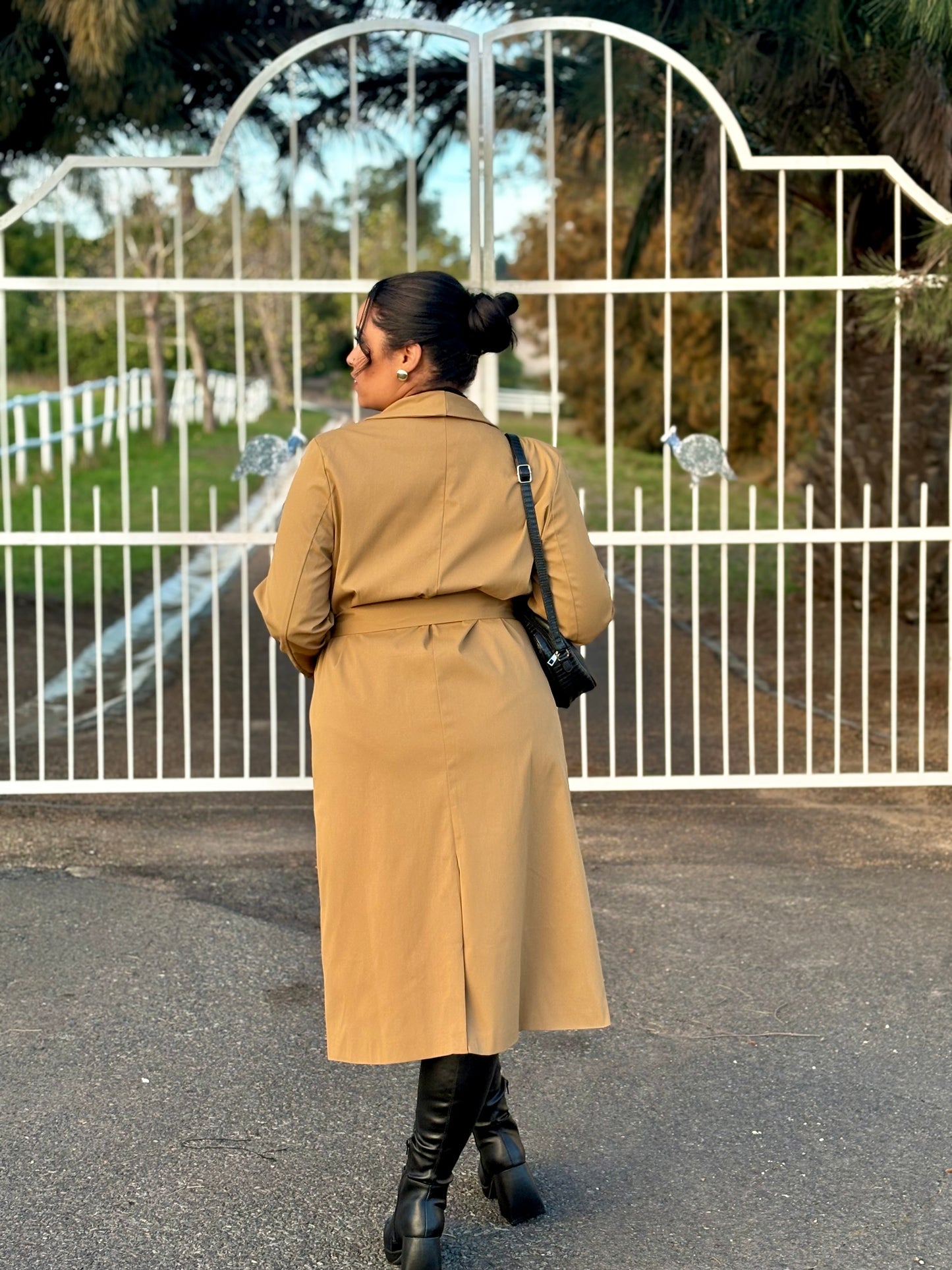 Camel Longline Open Front Coat