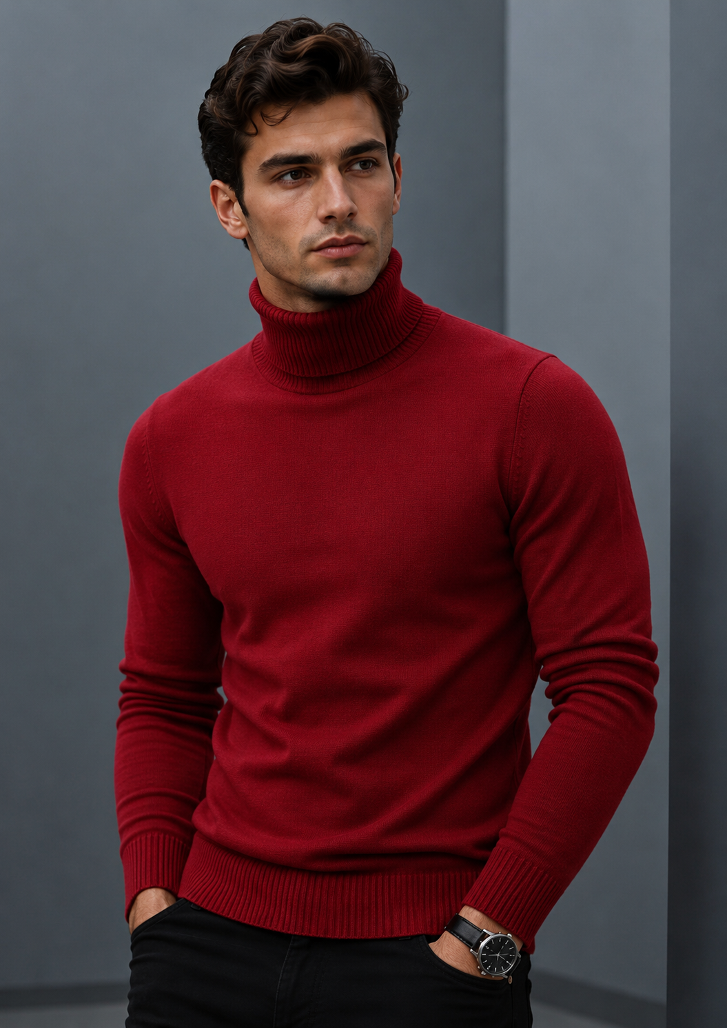 Men’s Polo Neck - Deep Red