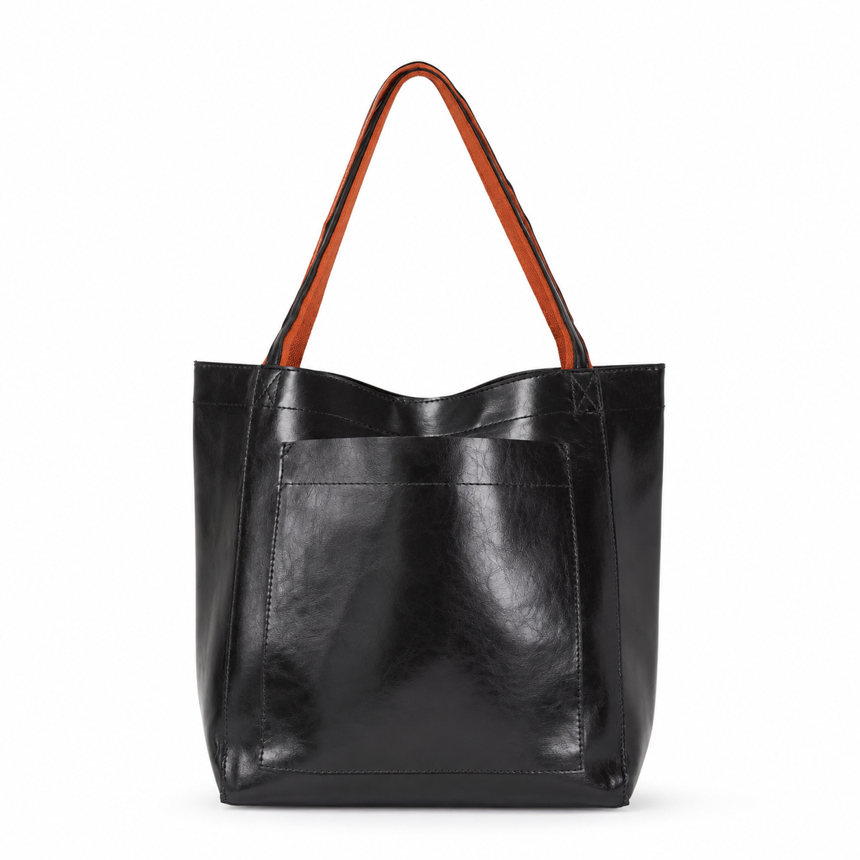 Large Tote Bag - Black | PU Leather