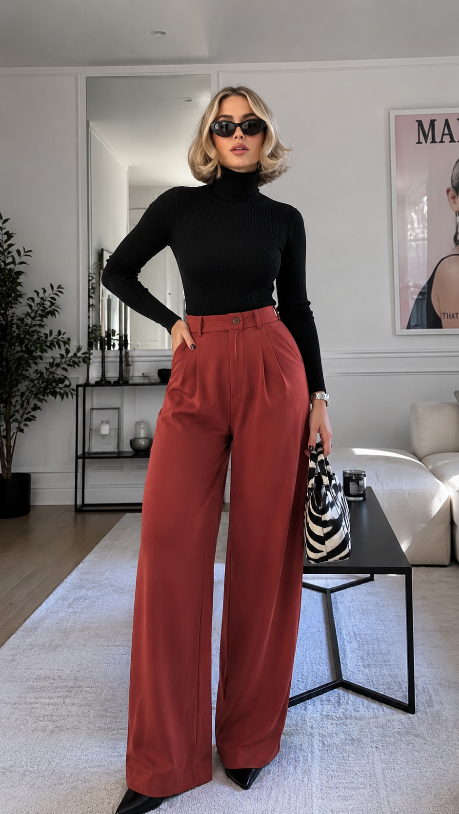 Terracotta Wide-Leg Trouser