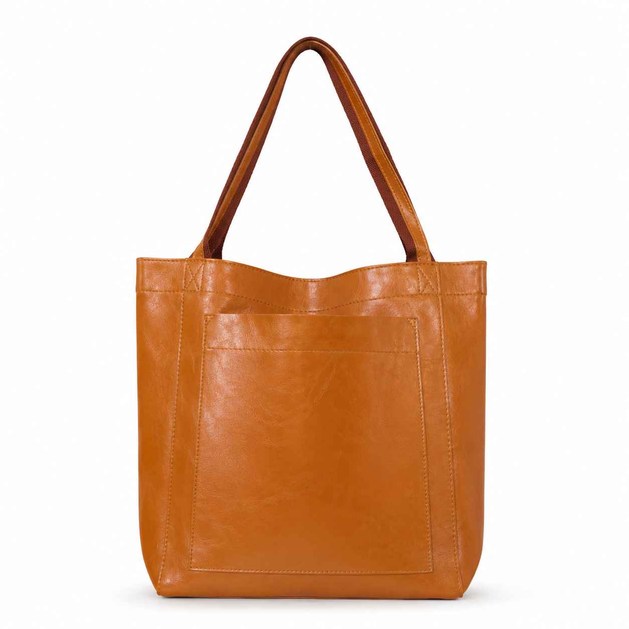Large Tote Bag - Warm Camel | PU Leather
