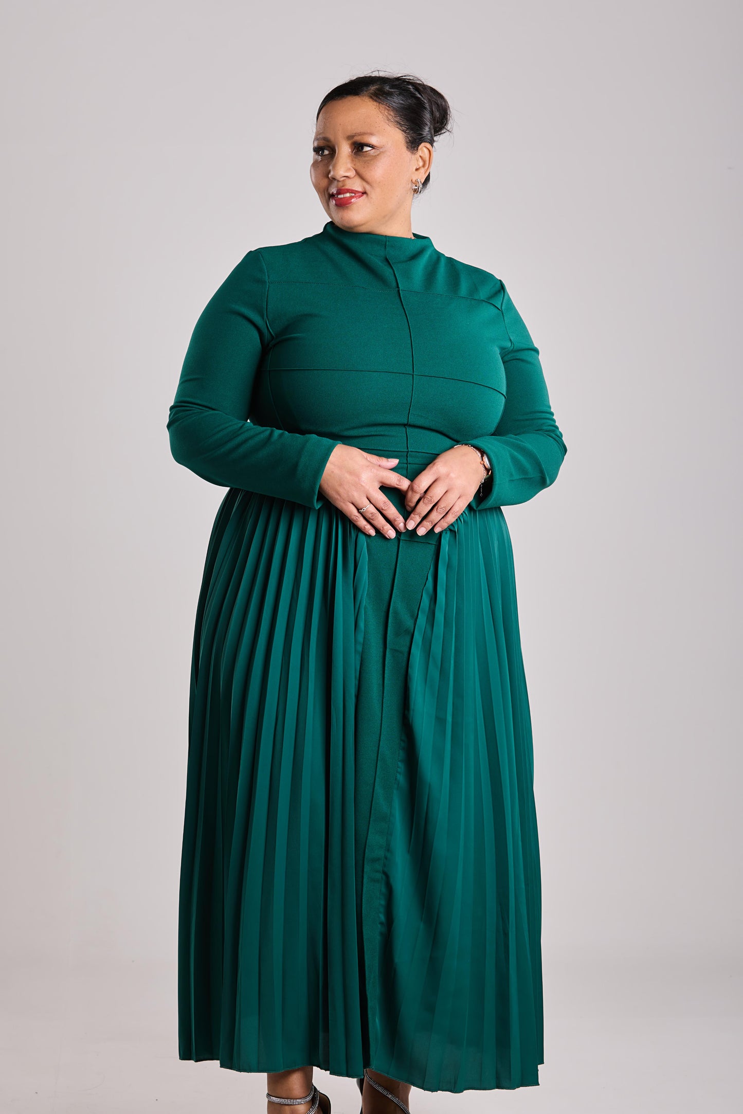 Enchanted Emerald Green Pleated Dress