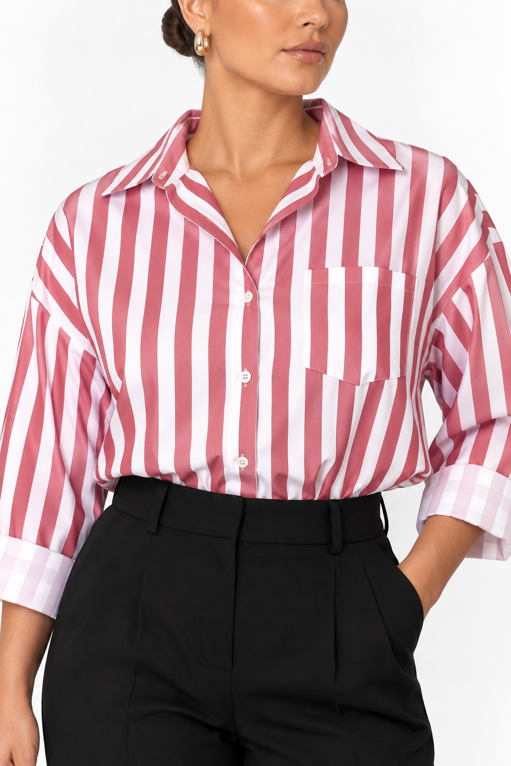Sheer Stripe Shirt | Pink