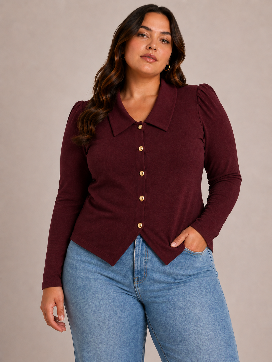 Knit Blouse - Burgundy