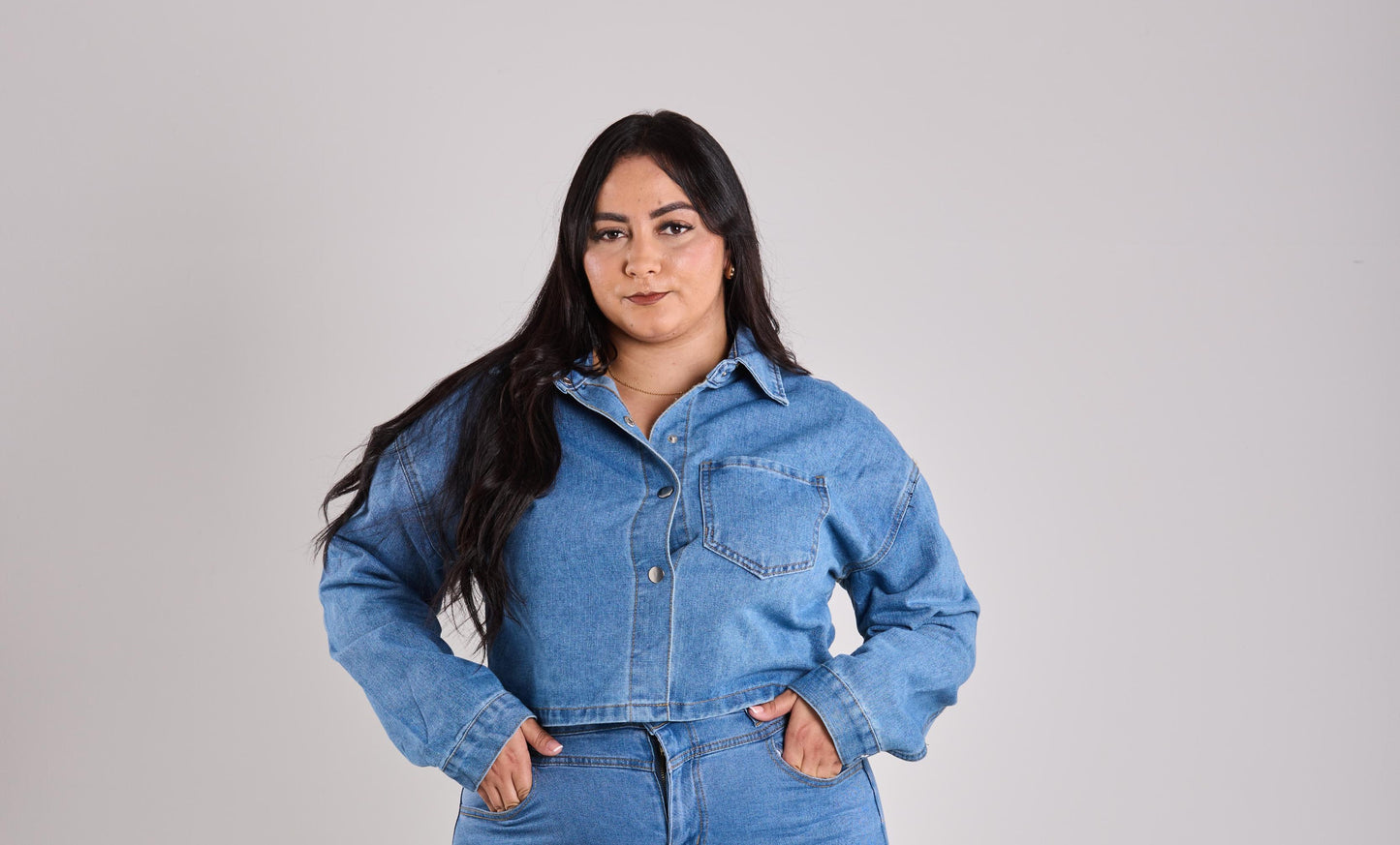 Light Blue Cropped Denim Jacket