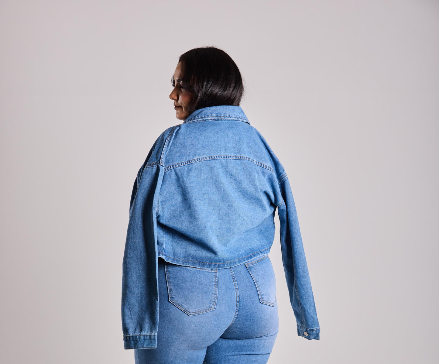 Light Blue Cropped Denim Jacket