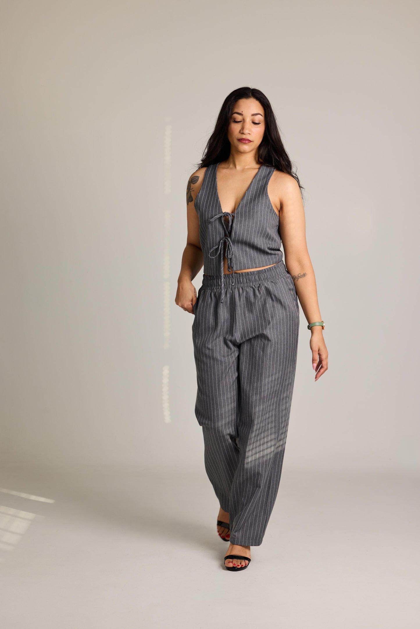 Grey Pinstripe Co-ord Set