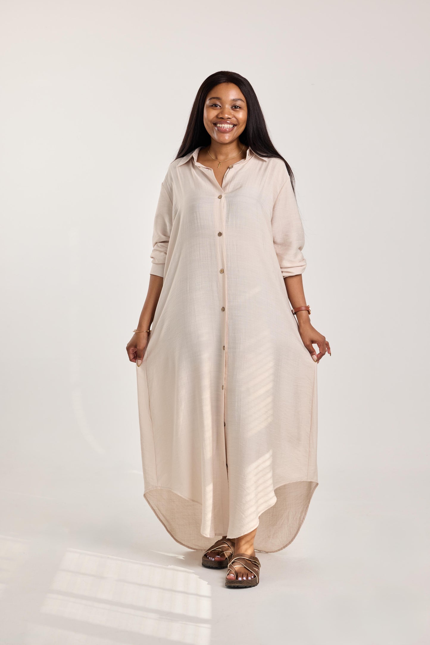 Oatmeal Relaxed Shirt Dress
