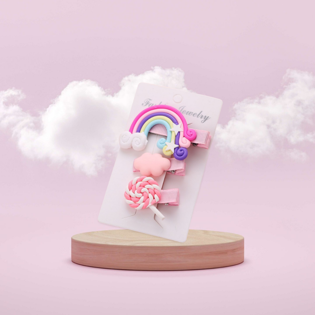 3pc Kiddies Rainbow Hair Clips