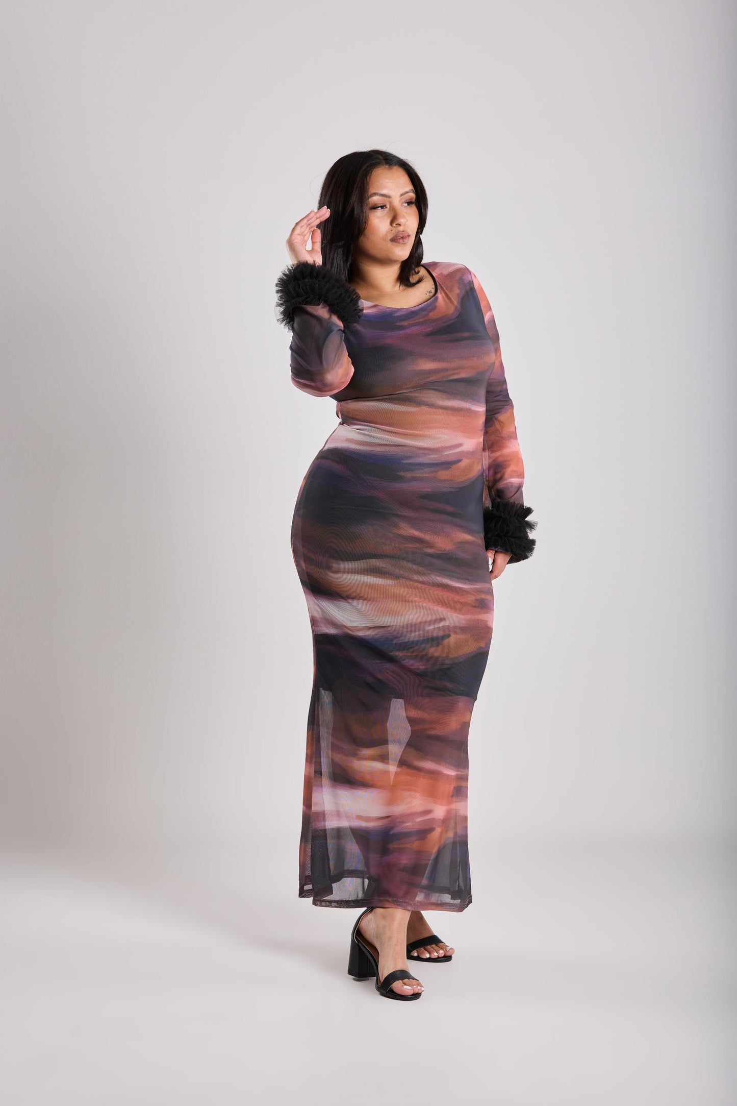 The Elara Printed Dress - Brown