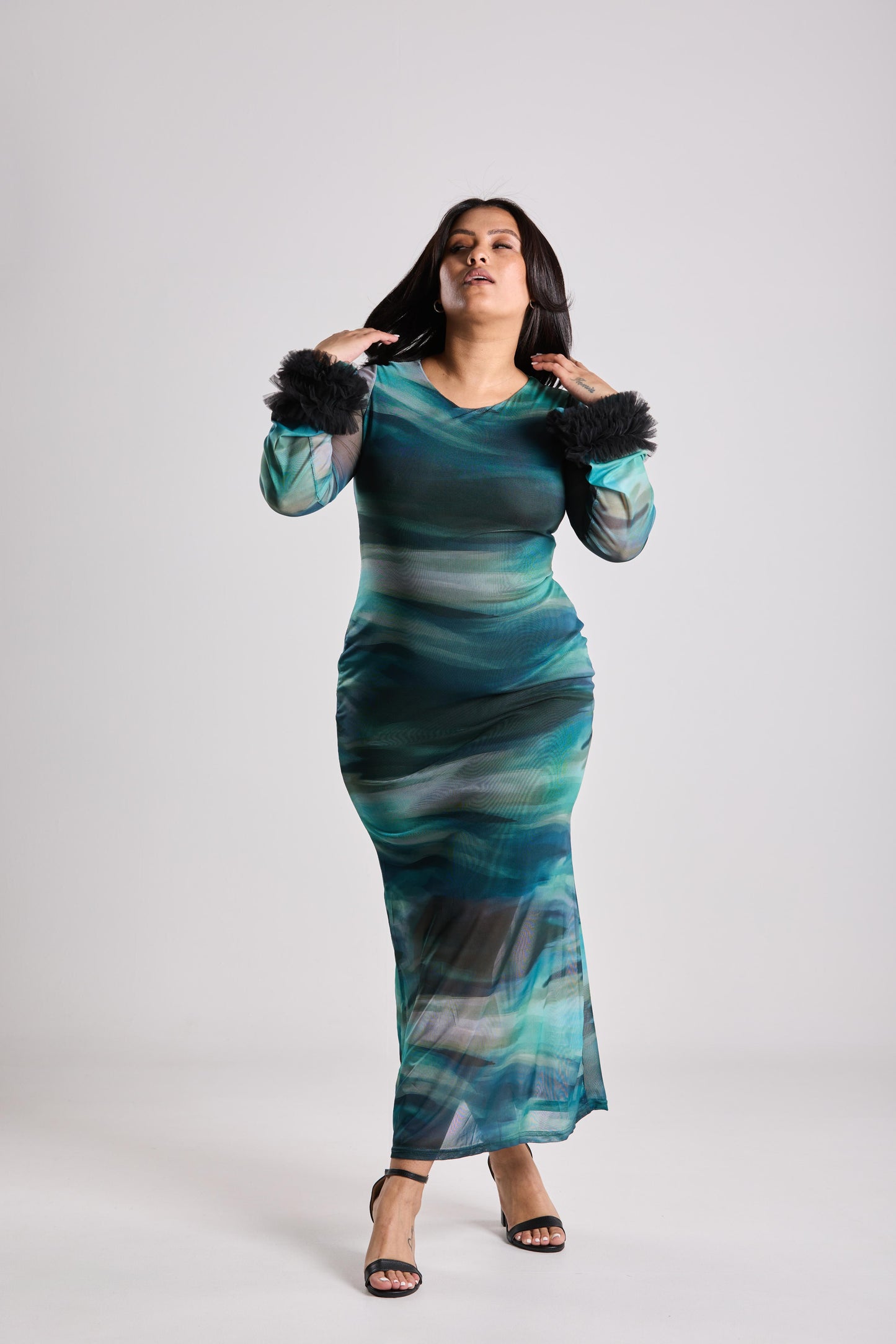 The Elara Printed Dress - Green