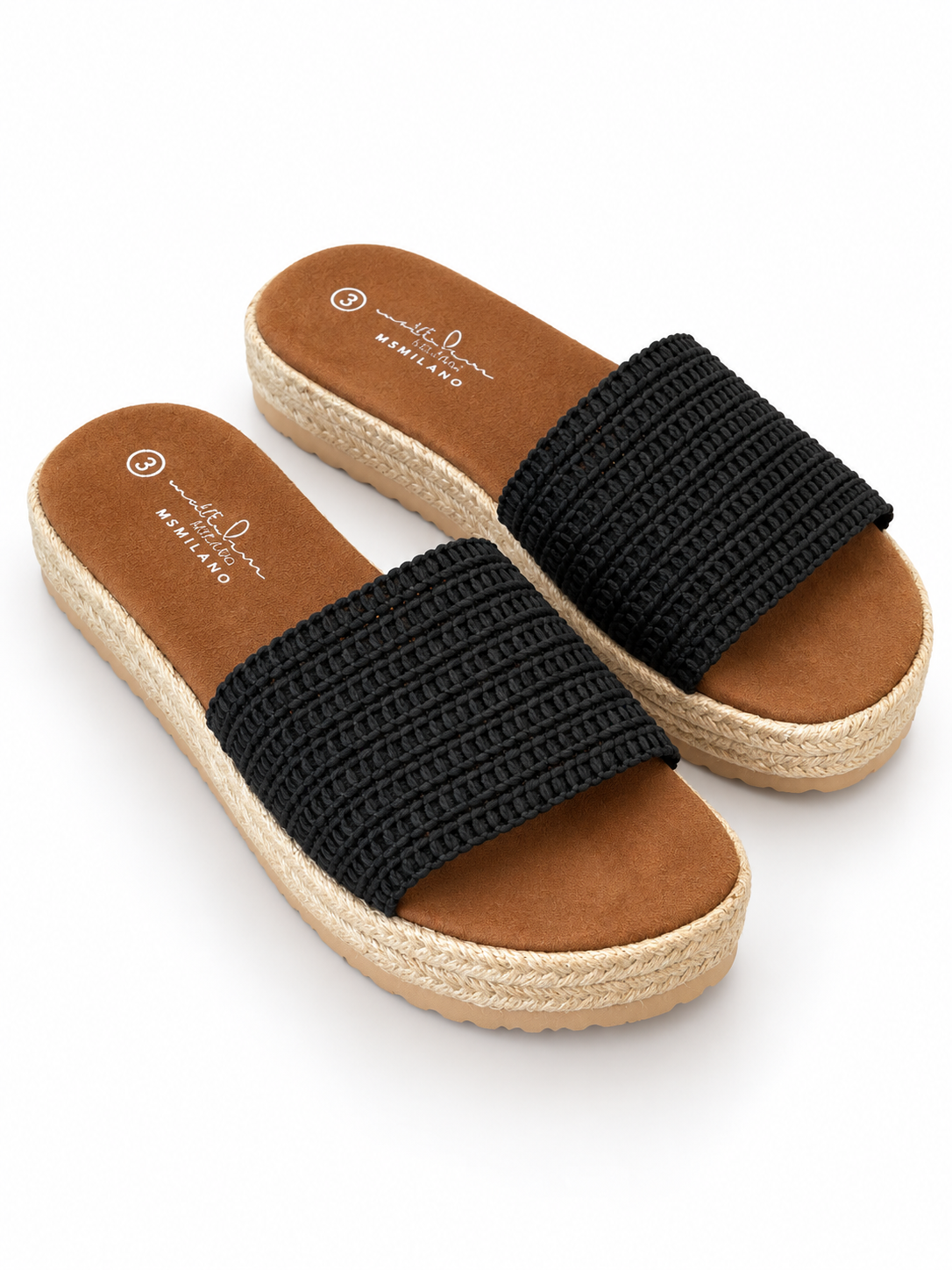 Woven Platform Slide | Black