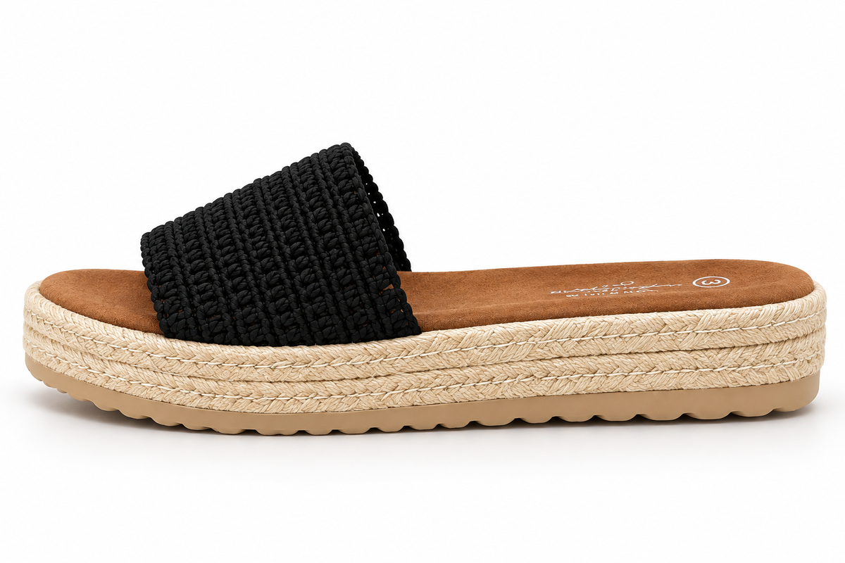 Woven Platform Slide | Black