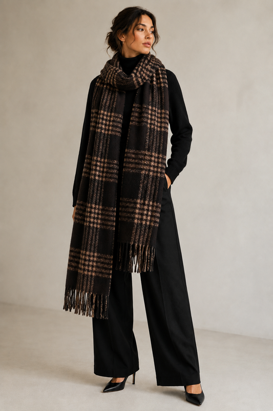 Oversized Check Print Scarf