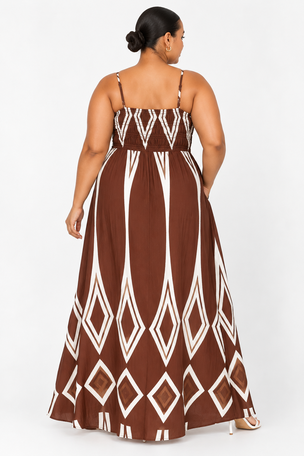 The Amara Geo Dress - Brown