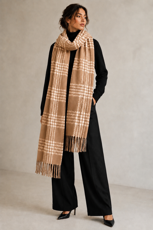 Oversized Check Print Scarf