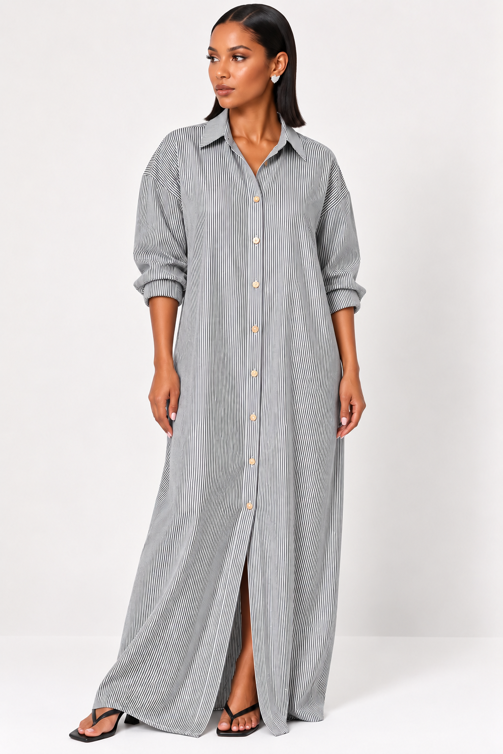Ladies Relaxed Shirt Dress | Black