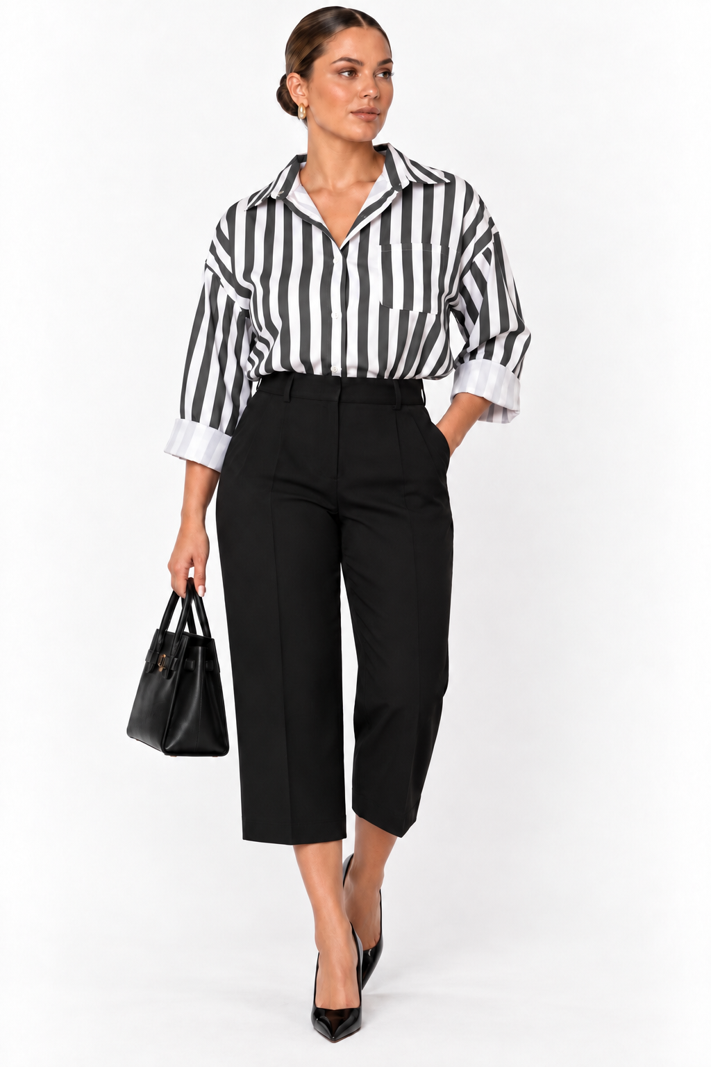 Sheer Stripe Shirt | Charcoal Grey