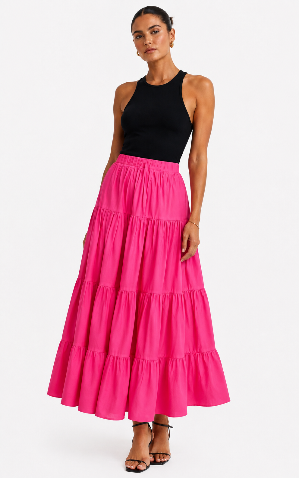 Tiered Maxi Skirt | Pink