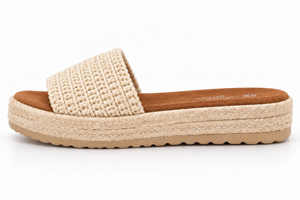 Woven Platform Slide | Cream