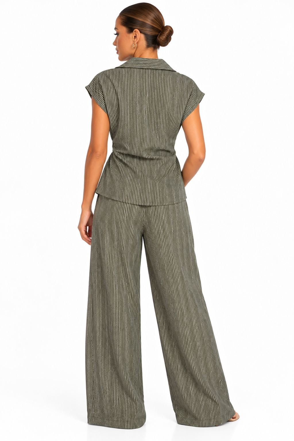Stripe Co-Ord Set | Olive Green