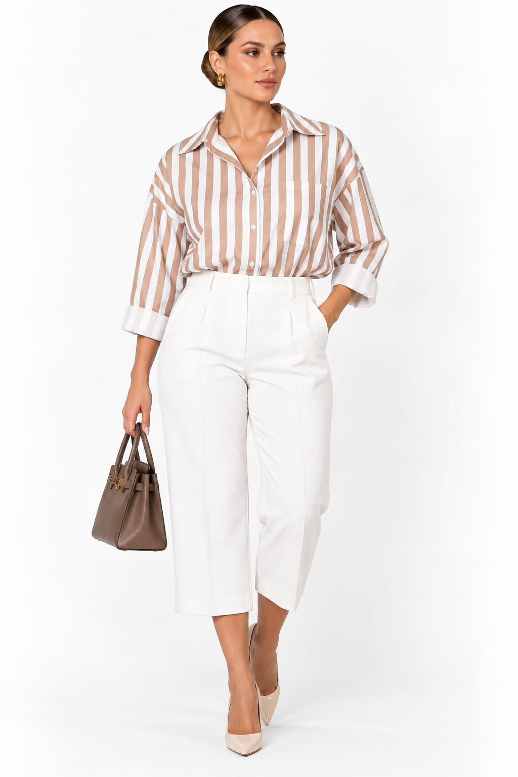 Sheer Stripe Shirt | Brown