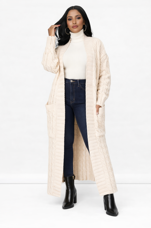 Cable Knit Cardigan - Cream