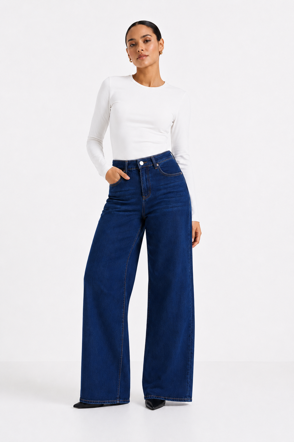 Wide Leg Dark Blue Denim