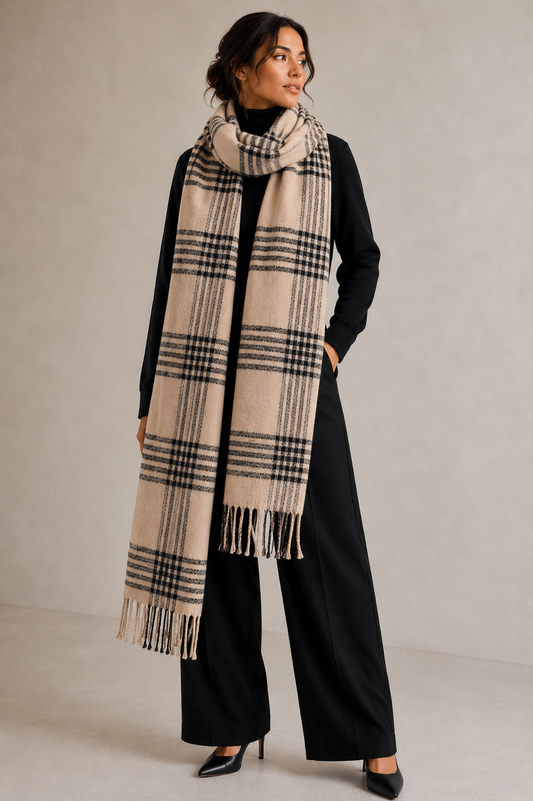 Oversized Check Print Scarf