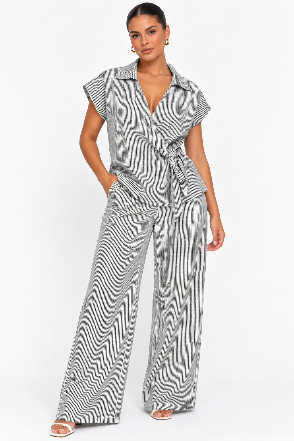 Stripe Co-Ord Set | White & Black