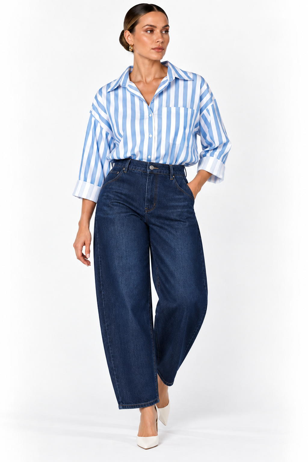Sheer Stripe Shirt | Blue