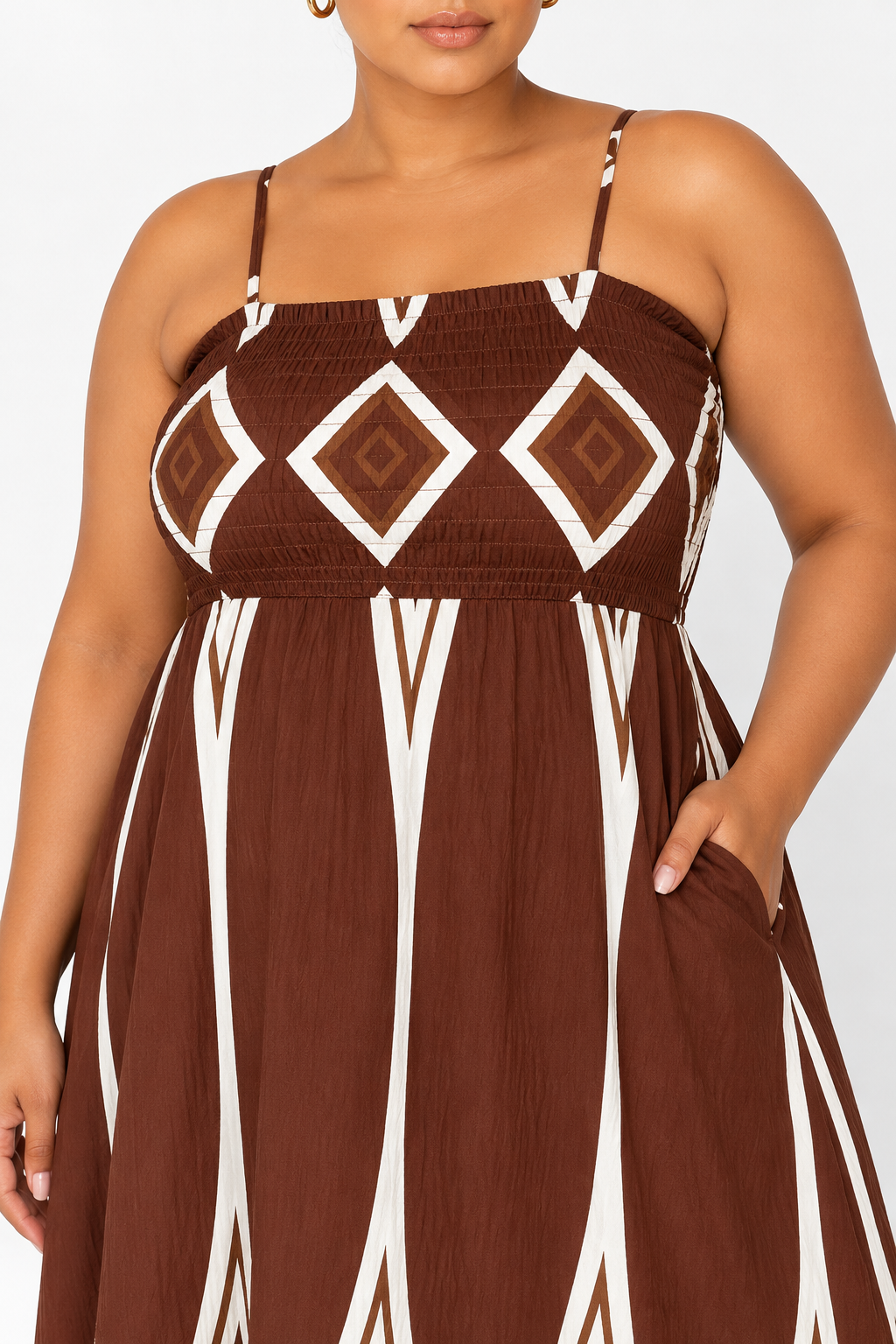 The Amara Geo Dress - Brown