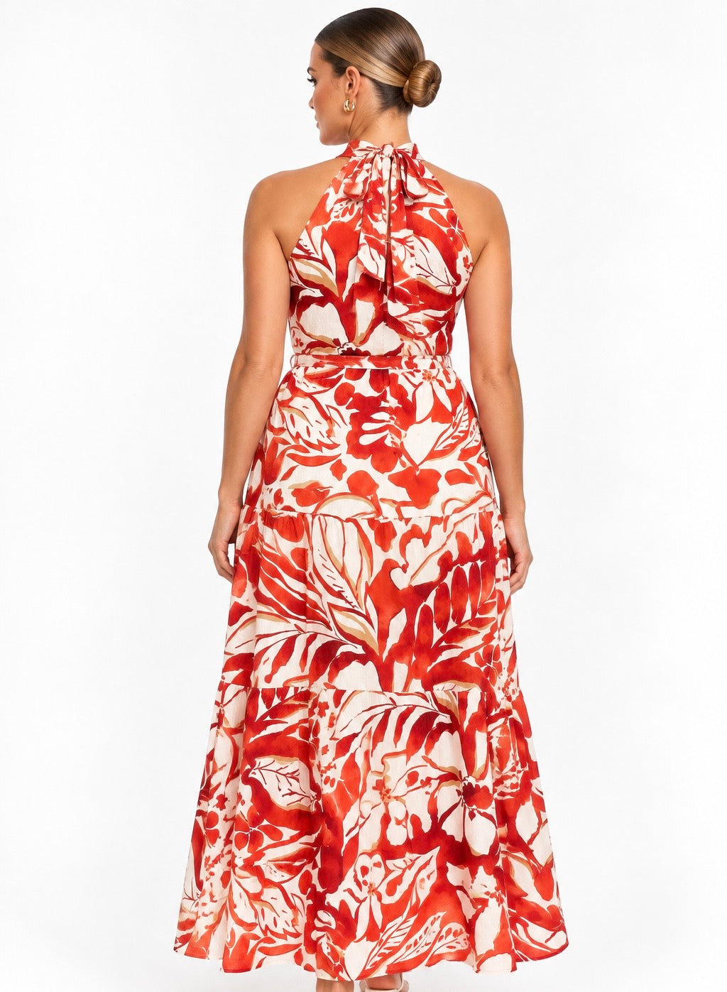 The Aurelia Halter Dress - Rust Orange