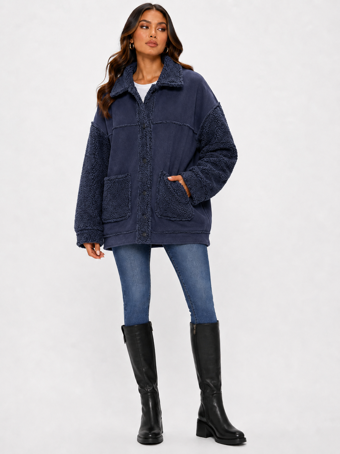 Sherpa Jacket - Navy Blue