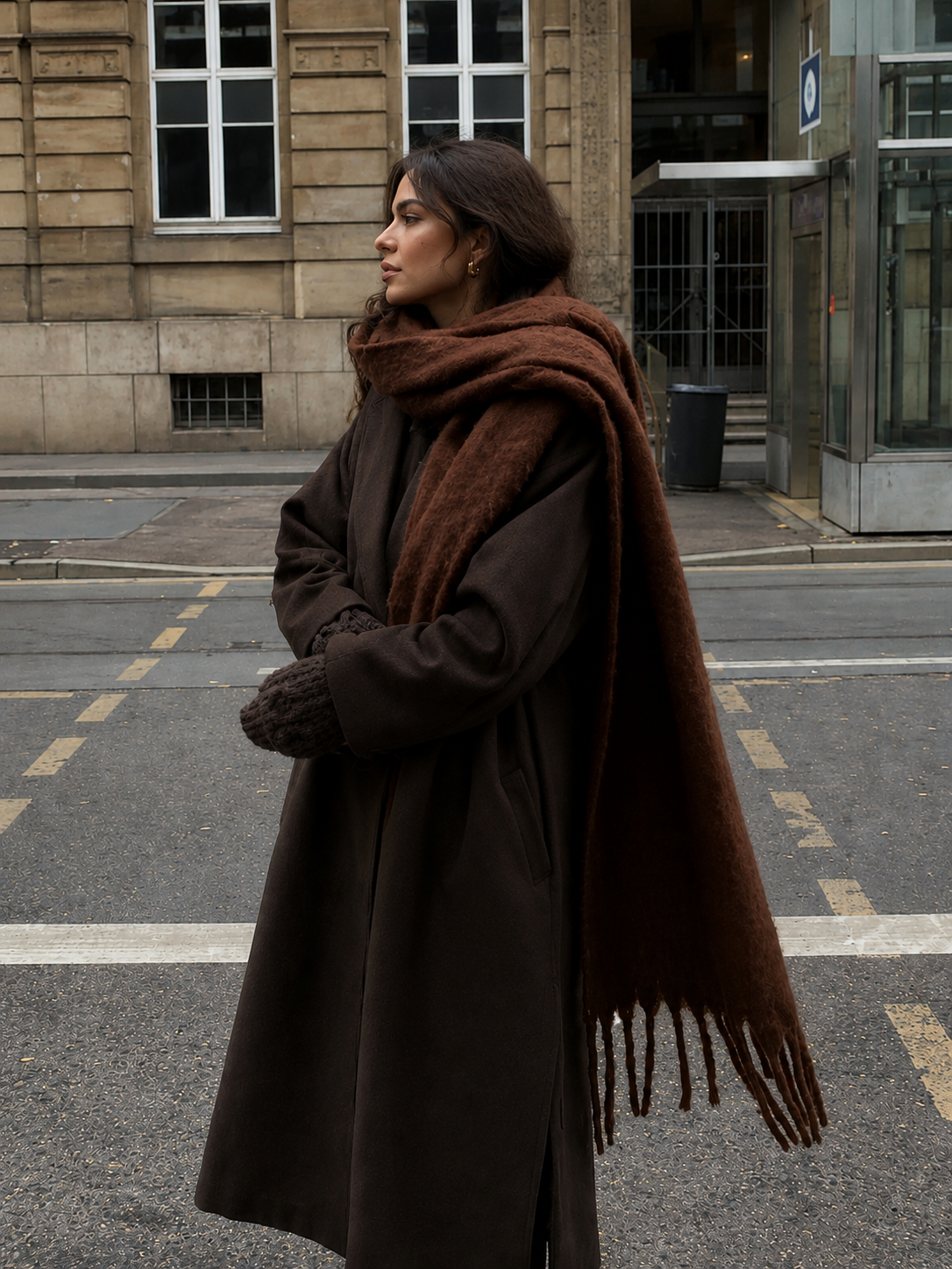 Oversized Tassel Scarf - Mocha