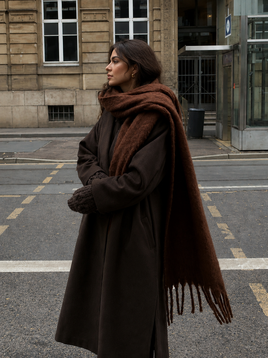 Oversized Tassel Scarf - Mocha