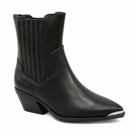 [European Brand] Black Western Mid-Calf Boot