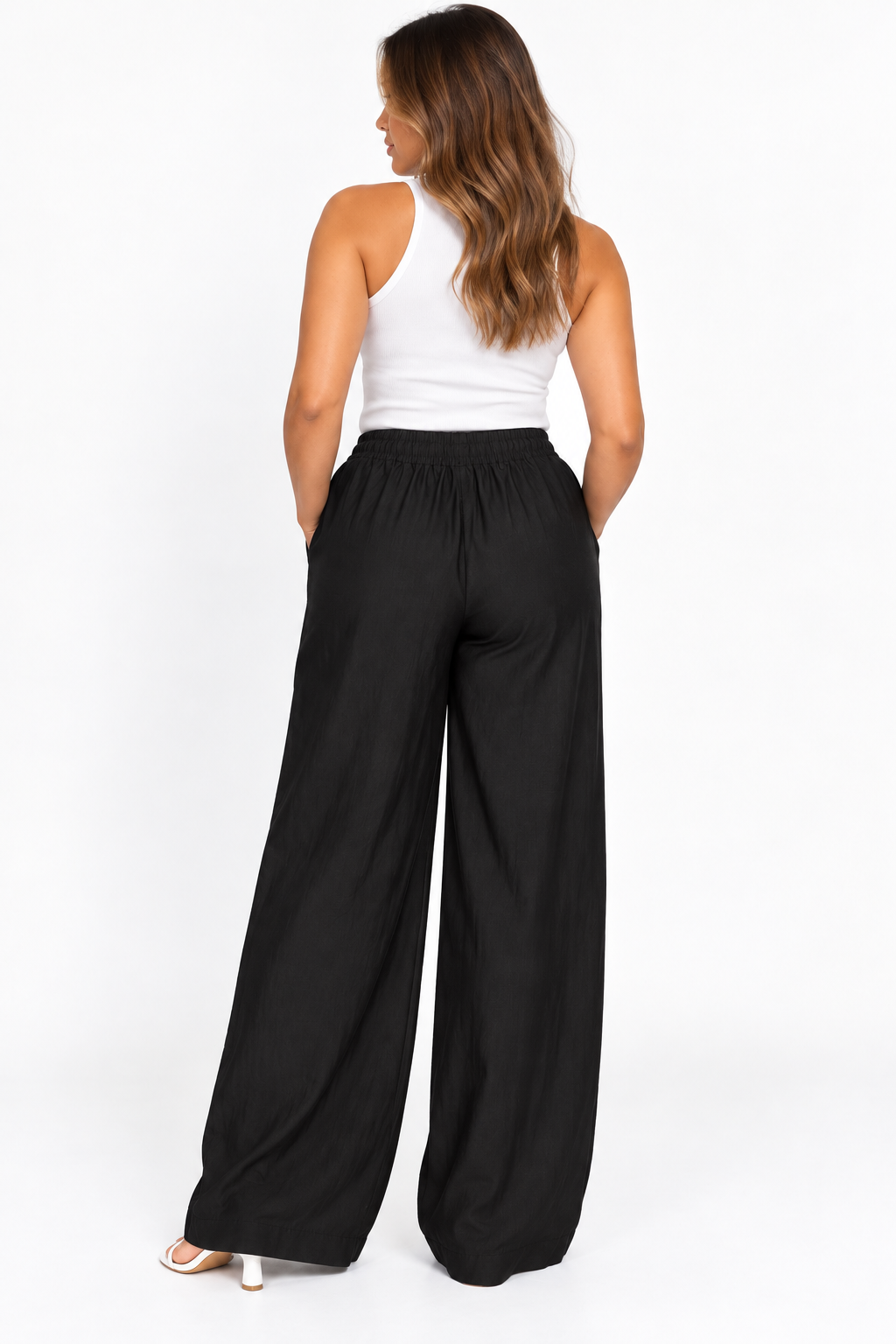 Linen Wide Leg Trouser | Black