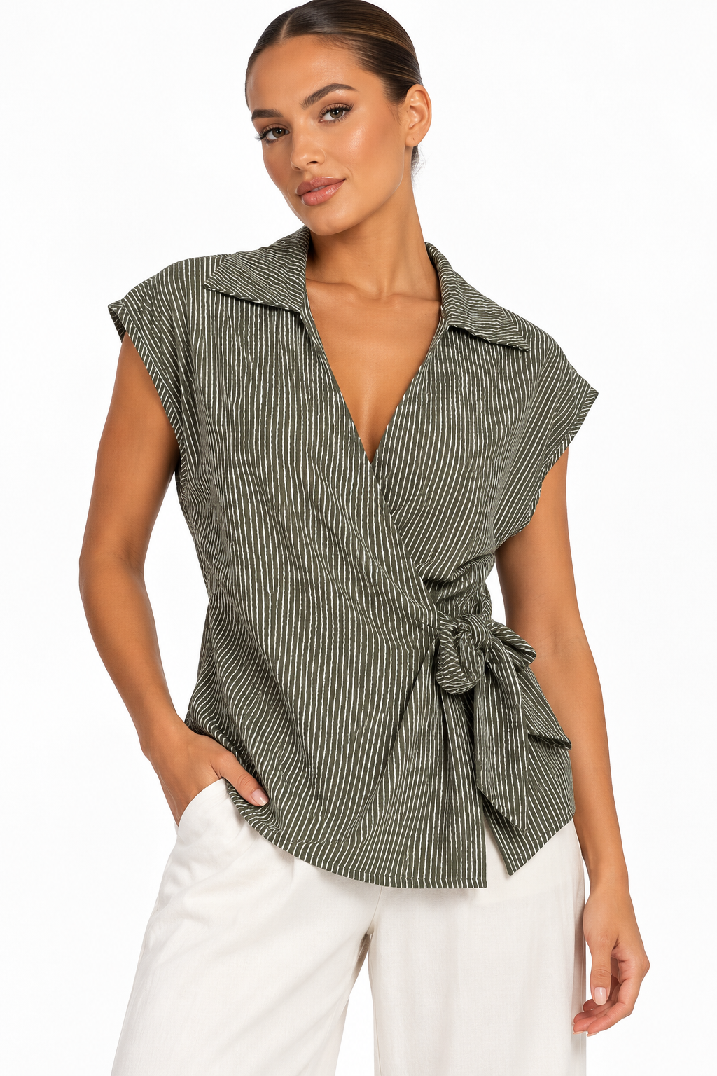 Stripe Co-Ord Set | Olive Green