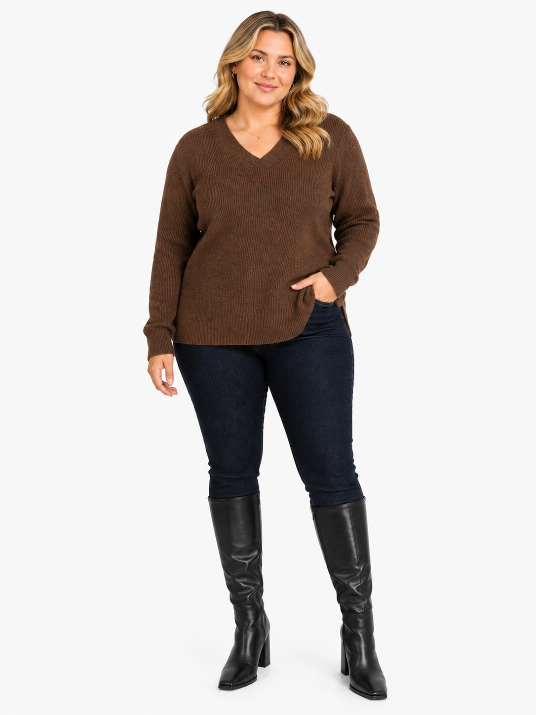 Cloud Soft V-Neck Jersey
 - Brown
