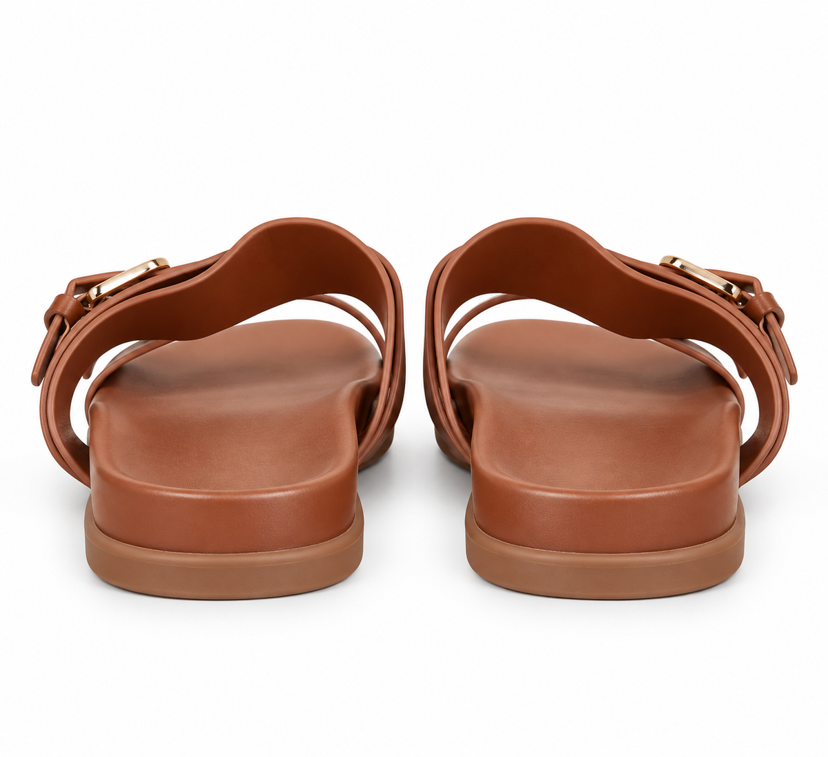 Double Buckle Slide Sandal – Tan