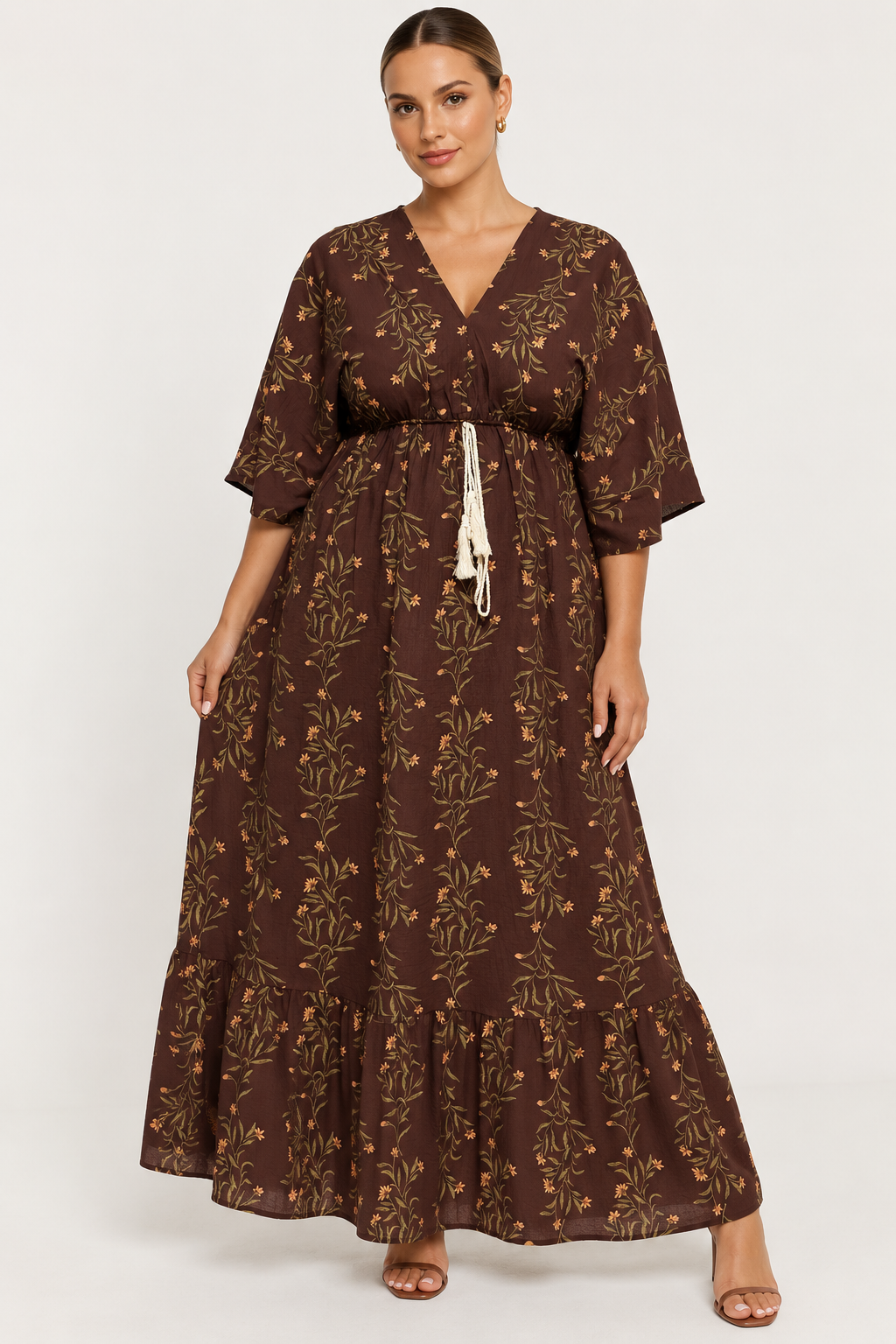 The Amara Botanical Dress - Brown