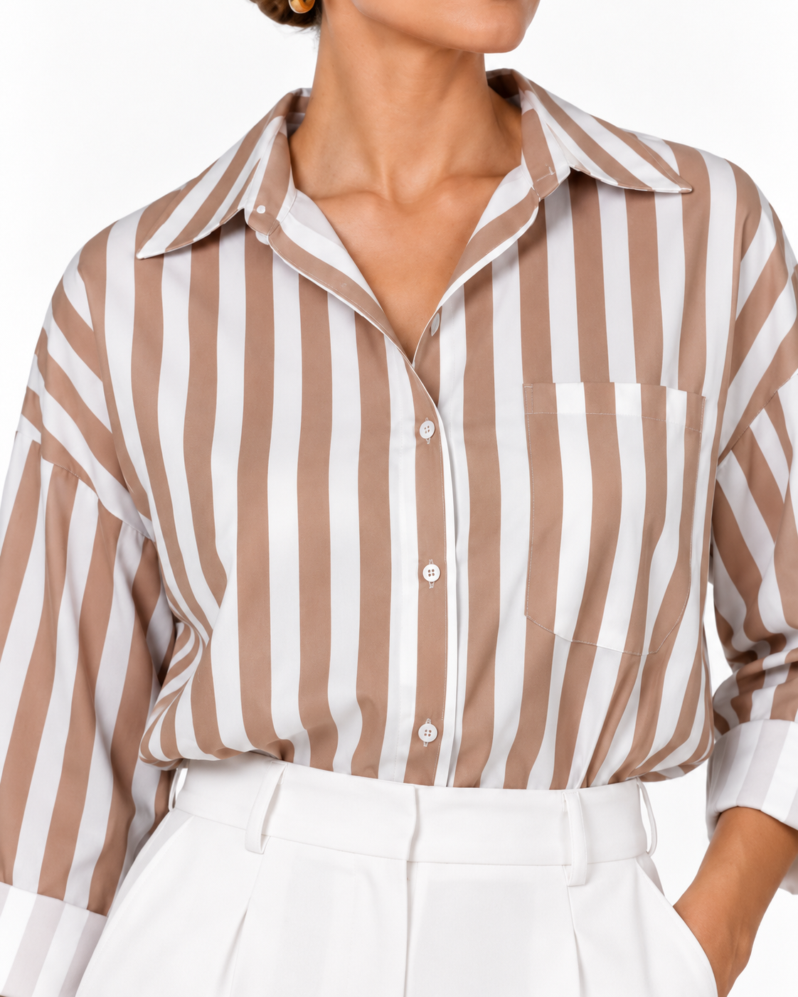 Sheer Stripe Shirt | Brown