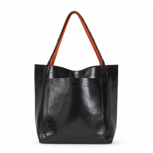 Large Tote Bag - Black | PU Leather