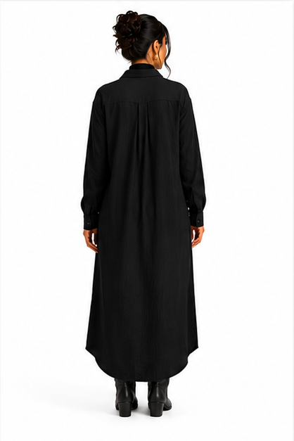 Ladies Oversized Shirt Dress - Black