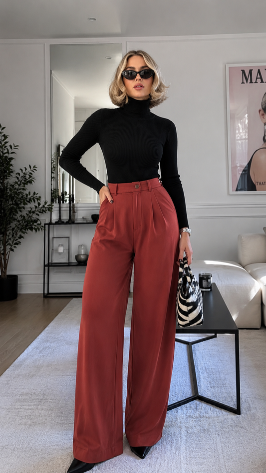 Terracotta Wide-Leg Trouser