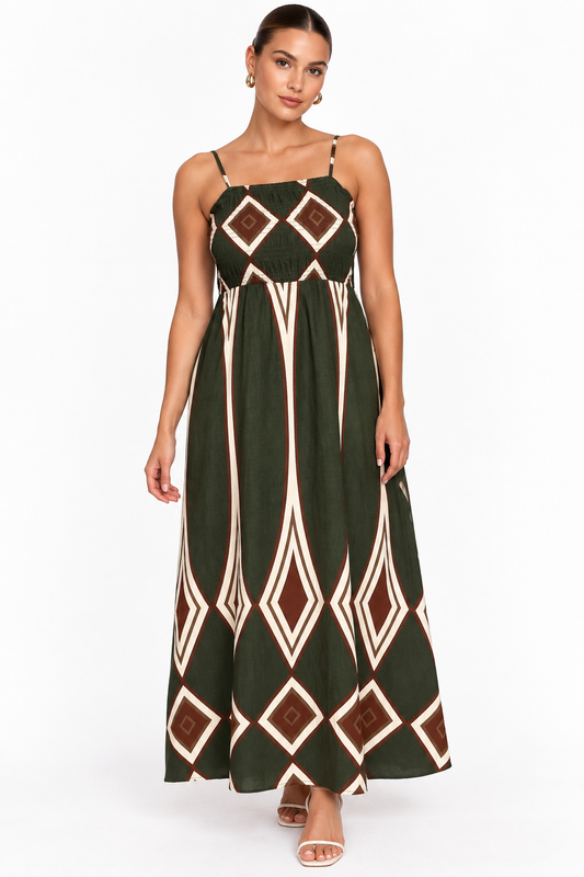 The Amara Geo Dress - Green