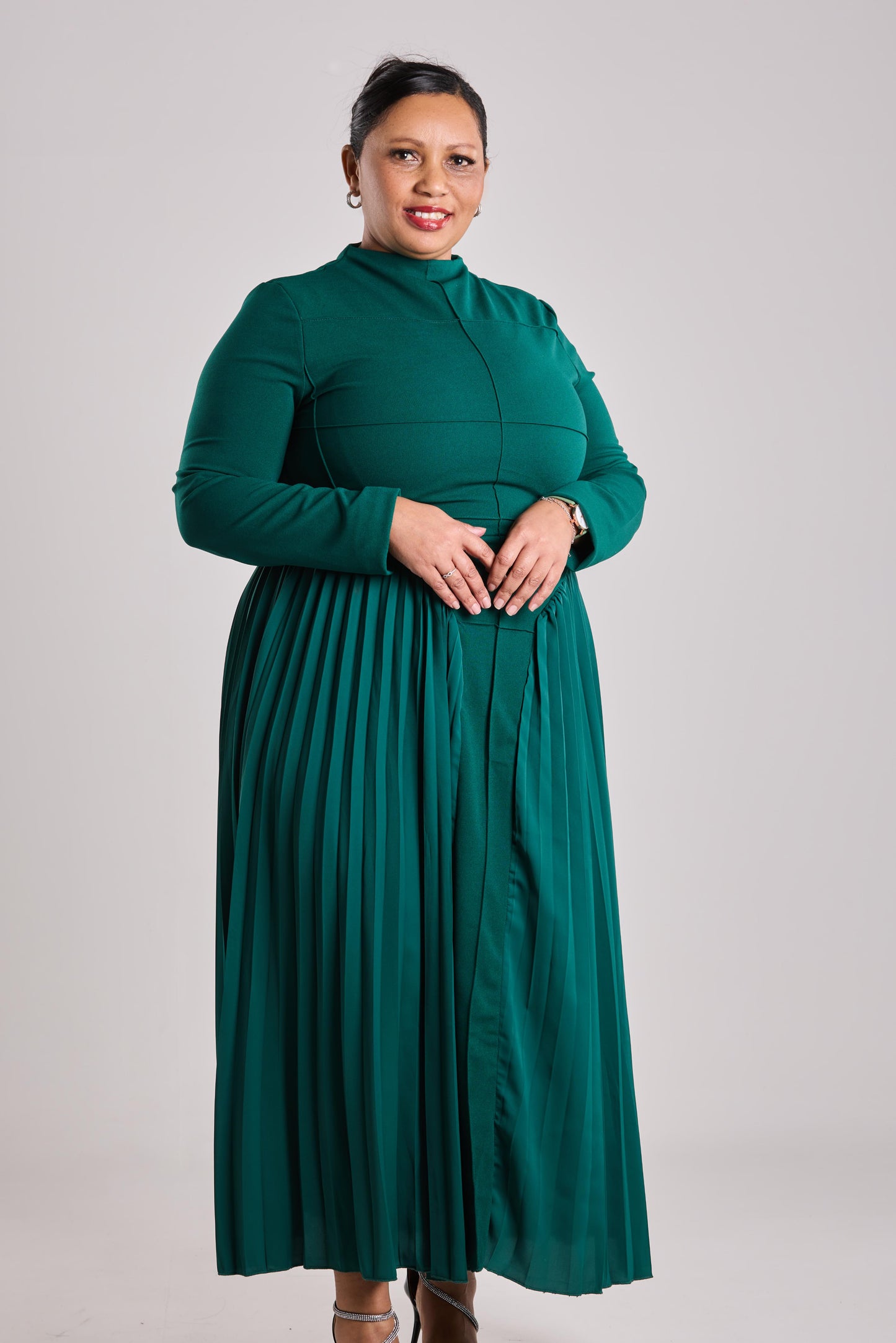 Enchanted Emerald Green Pleated Dress